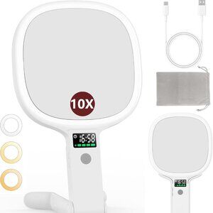 New in Box! Portable Makeup Mirror Double Sided with 3-Light Settings and Stand